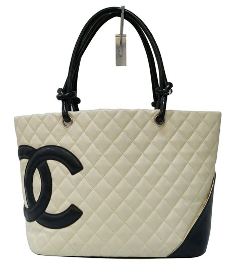 chanel black/white quilted ligne cambon tote bag|CHANEL Cambon Tote Bags for Women for sale .